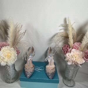 Blue by Betsey Johnson Silver Glitter Heels NWT